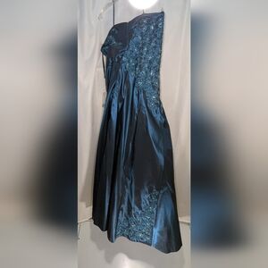 Demetrios Strapless Embellished Full Eve Formal Prom Dress, Navy, Size 16, NWT
